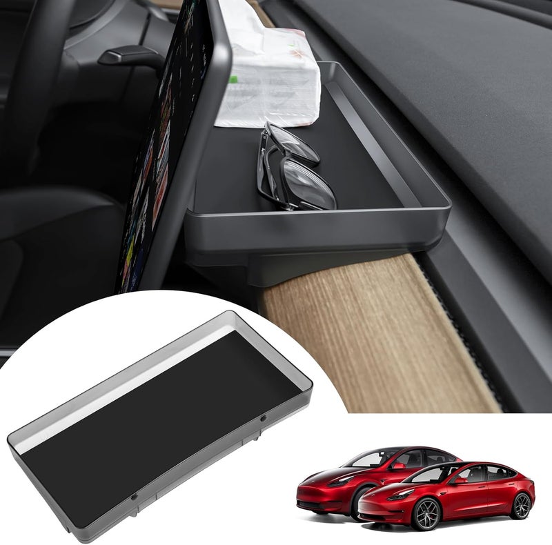 KUNIST for Tesla Model Y Upgrade Behind Screen Storage Box Dashboard Hidden Organizer Tray Non-Slip Sunglass Card Holder for 2021-2023 Tesla Model 3 and 2021-2025 Model Y (Not fit 2025 Juniper) - Image 1